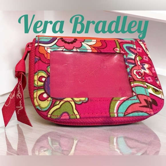 Vera Bradley Pink Floral Women's Zipper Wallet - Picture 1 of 8